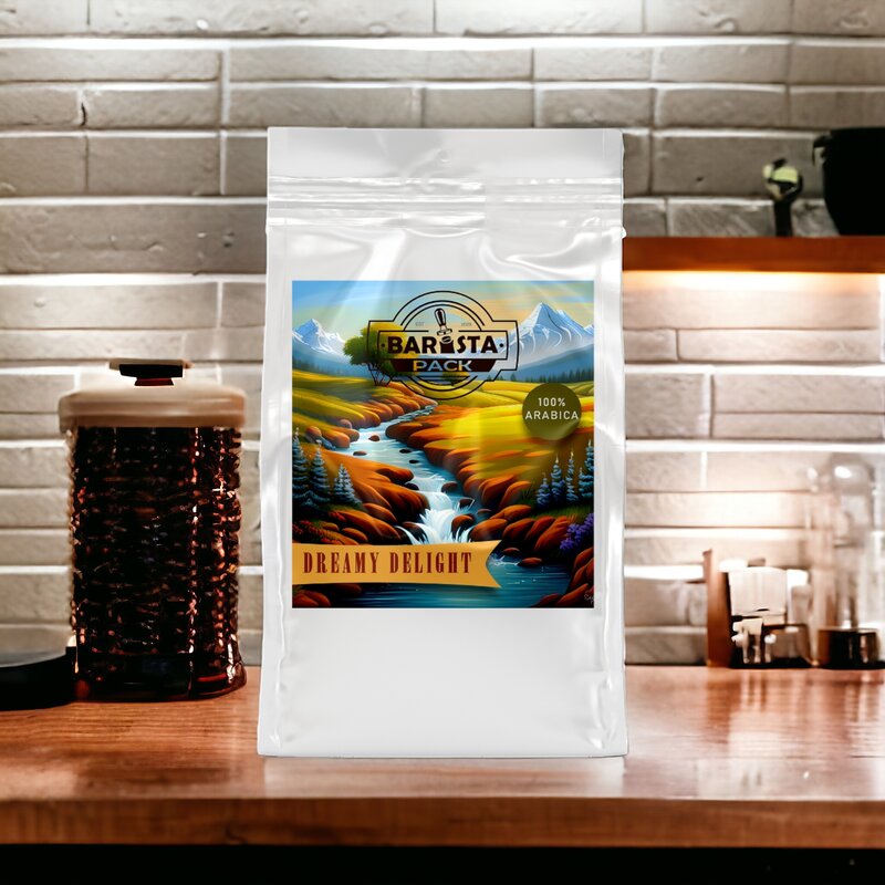 قهوه دریمی دیلایت باریستاپک 100 درصد عربیکا روی کانتر آشپزخانه